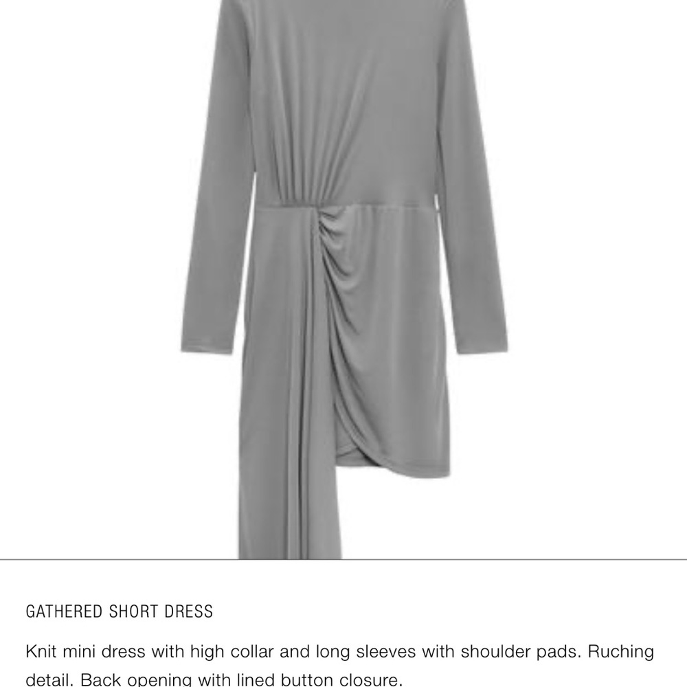 Zara Gray Long Sleeve Gathered Dress